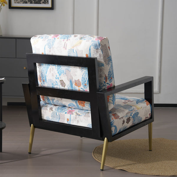 English Elm Christopher Knight Home® - Floral Velvet Accent Chair with Removable Washable Cover, Plush 5.51" Cushions & Gold Legs for Living Spaces N817P237961B
