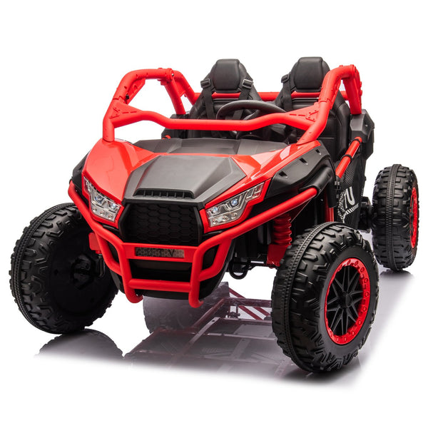 English Elm 24v Two Seater Kids Utv with Parental Remote Dual Motors Four Wheel Suspension Led Red W1578P198433