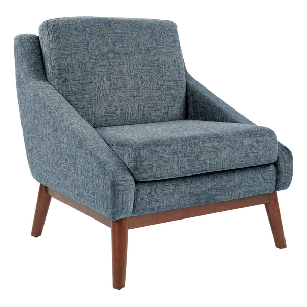 OSP Home Furnishings Mid-century Open Arm Club Chair with Solid Wood Legs and Plush Fiber Seat Cushions Navy SL4411R-MC3