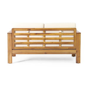 English Elm Christopher Knight Home® - Teak Acacia Wood Loveseat & Coffee Table Set with Water-Resistant Cream Cushions, Durable Outdoor Retreat 70844.00