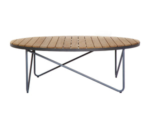 Sunpan RIMINI Modern Round Coffee Table with Teak Top & Aluminum Frame for Indoor/Outdoor Living Spaces 109511