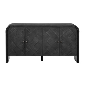 English Elm U_Style Luxury Multi-Functional Sideboard With Woven Wood Slat Doors & Adjustable Shelving For Any Space N711P269061B-GIGA