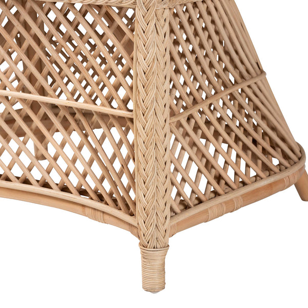 English Elm Bohemian Natural Rattan Accent Chair Braided Frame with Cushioned Enveloping Seat B2750P467783