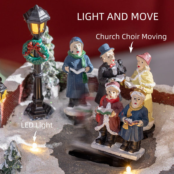 English Elm Homcom Animated Christmas Village With Led Lights - Enchanting Winter Scene For Holiday Decor W2225P249703
