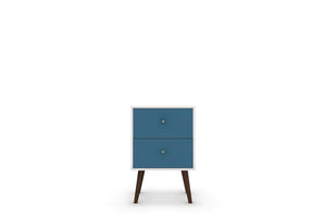 English Elm Liberty 18" Aqua Blue & White Nightstand - Stylish 2-Drawer Accent Table For Coastal Bedrooms B365P398509
