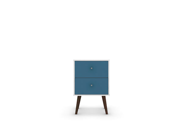 English Elm Liberty 18" Aqua Blue & White Nightstand - Stylish 2-Drawer Accent Table For Coastal Bedrooms B365P398509
