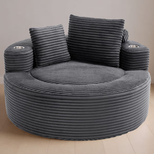 English Elm Round Cloud Sectional Sofa Bed with Memory Foam Cushions for Studio Living Spaces Dark Grey W3224P444286