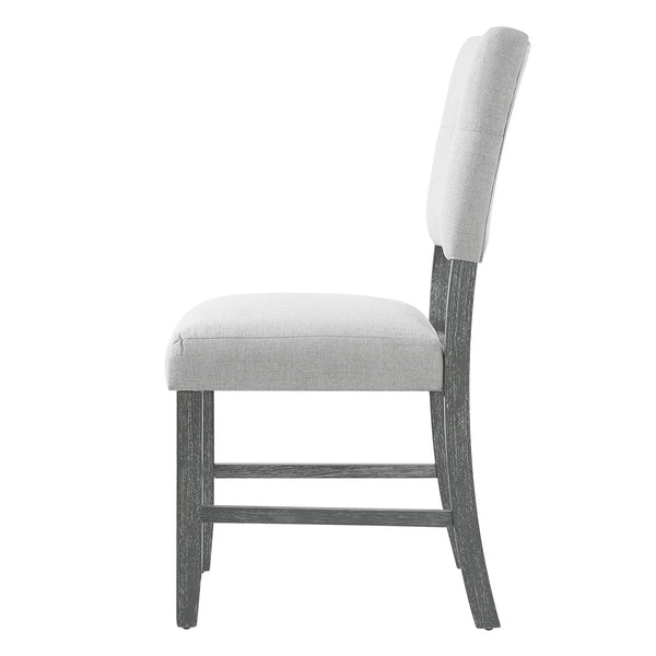 English Elm Wooden Modern Fabric Upholstered Dining Chairs Set of 4 – Farmhouse Style, Padded Seats & Solid Wood Legs Gray+Beige N752P294998E