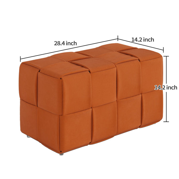 English Elm Ottoman Square Corduroy Upholstered Footrest with Ribbed Texture for Living Room Seating Brown W3851P453274