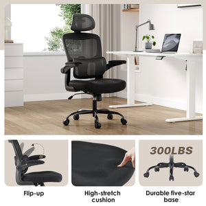 English Elm Ergonomic Office Chair - Adjustable High Back Desk Chair With Flip-Up Armrests For Ultimate Comfort T3623P380901