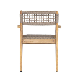 English Elm Christopher Knight Home® - Outdoor Rope Woven Acacia Dining Chair Set with Breathable Backrest and Durable Weather‑Resistant Wood Light Teak 39.5 L x 24.25 W x 10.25 H N776P247440L