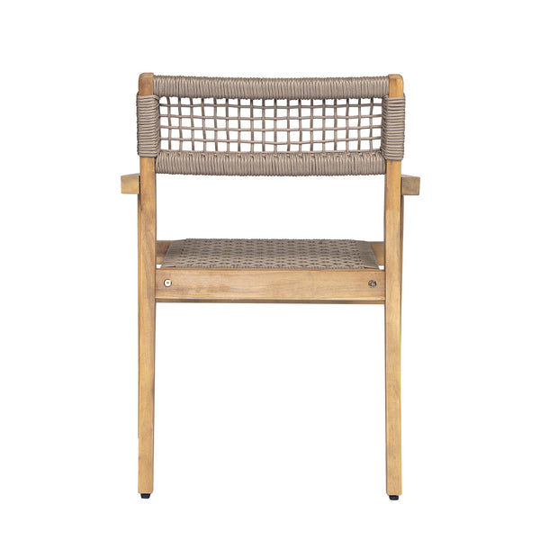 English Elm Christopher Knight Home® - Outdoor Rope Woven Acacia Dining Chair Set with Breathable Backrest and Durable Weather‑Resistant Wood Light Teak 39.5 L x 24.25 W x 10.25 H N776P247440L