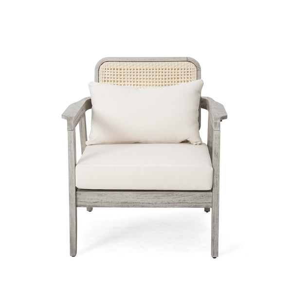 English Elm Outdoor Acacia Wood Club Chair Deep Seating Woven Back Patio Lounge Resort Style N780P171149G-2