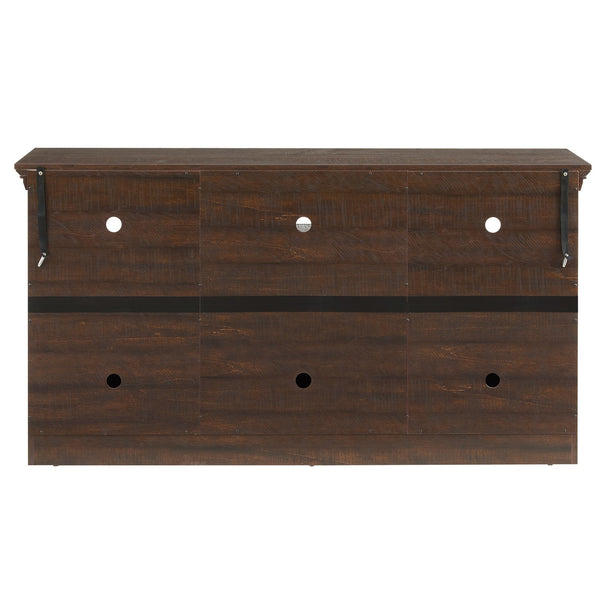 English Elm 2 Door Farmhouse Entertainment Console with Built-in Electric Fireplace Barn Style Espresso W2275S00041