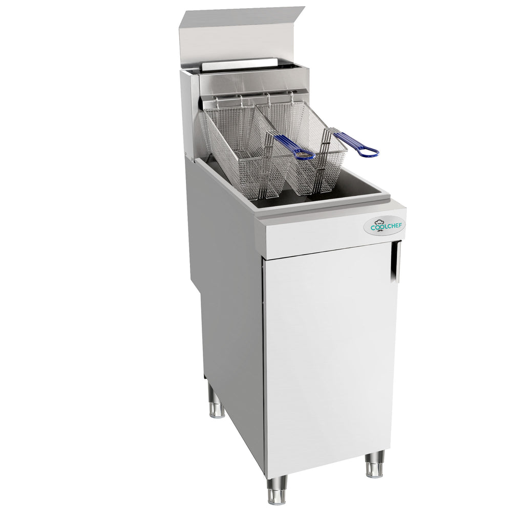 English Elm 90,000 Btu Triple Burner Lp Gas Fryer Heavy Duty Floor Model for Restaurant Use W3629P365490