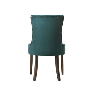 English Elm Set Of 2 Elegant Green Velvet Dining Chairs With Weathered Oak Legs For Stylish Comfort & Durability B016P315267-GIGA