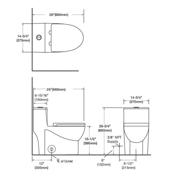 English Elm 1.1/1.6 Gpf One-piece Elongated Ceramic Toilet Skirted Base Comfort Height Soft Close B2724P248740