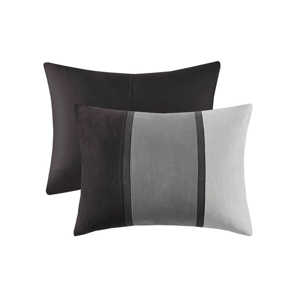 English Elm 7 Piece Faux Suede Comforter Set In Modern Black & Grey For Cal King - Cozy, Hypoallergenic & Stylish! B03597217