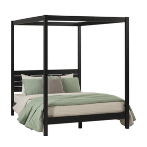 Isla Queen Canopy Bed Frame - Modern Minimalist Boho Design with Durable Solid Wood Construction
