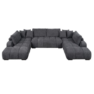English Elm Chosen Chenille Sectional Sofa with Toss Pillows and Dual Chaises, Pocket Coil Seats, Durable Frame Gray 42.5 L x 83 W x 16.5 H B2726S00037