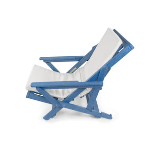 English Elm Pinecrest Outdoor Folding Lounge Chair Recycled Hdpe Reclining Patio Seat with Cushion Blue B2745P409691