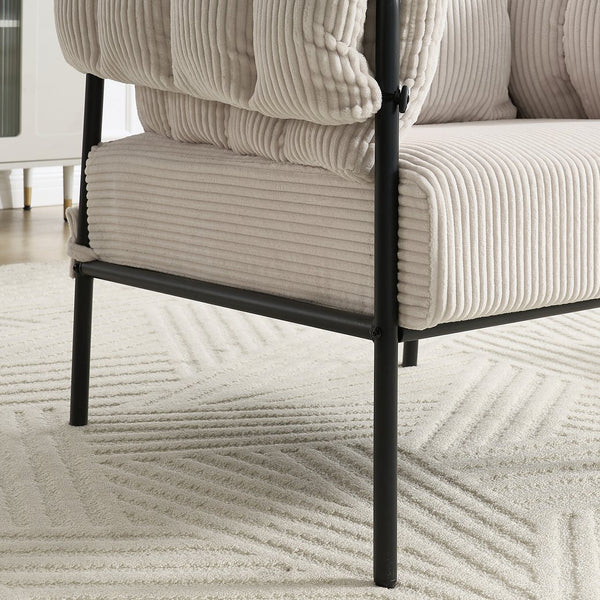 English Elm TS Modern decorative chair with plush teddy fleece upholstery and gold metal legs for luxe comfort and style Creamy White W2311P308063