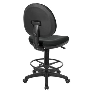OSP Home Furnishings Sculptured Ergonomic Drafting Chair with Lumbar Support Padded Seat and Adjustable Footring DC550-297