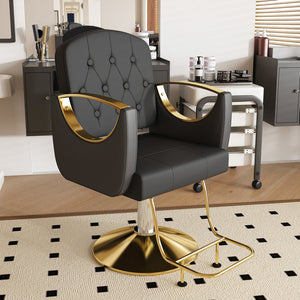 English Elm Hydraulic Salon Chair with Foot Pump Swivel Base Pu Leather Seat for Barber Tattoo Spa W2700P410954