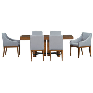 English Elm Topmax Rustic Acacia Extendable Dining Set Seats Eight with Upholstered Chairs SP000064AAD