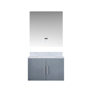 English Elm Dark Grey Bath Vanity With Carrara Marble Top & Led Mirror - Modern Design For Stylish Bathrooms B2731S00662