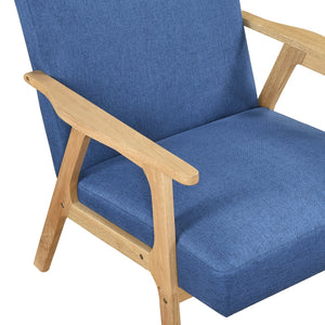 English Elm Modern Mid-Century Accent Chair Walnut Frame with Textured Linen Upholstery and Cushioned Seat Comfortfulness Blue,Natural 26.5 L x 23.5 W x 10 H B011P308035