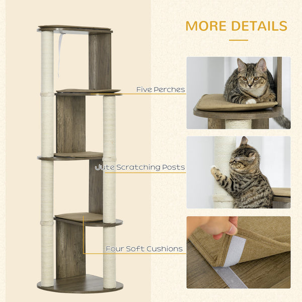 English Elm Pawhut Tall Corner Cat Tower Multilevel Sisal Climbing Tree for Small Kittens W2225P229138