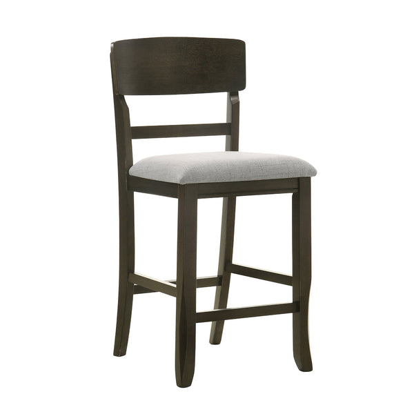 English Elm Kimberly Stackable Counter Stools Black Wood Frame Gray Upholstered Seat Set of 2 B056P416866