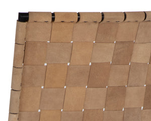 Sunpan Omari Elevated Bar Stool - Handcrafted Black Leather Weaved Seat with Stylish Iron Frame Design Suede Light Tan Leather