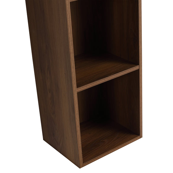 English Elm 12 Inch Wall Mounted Three Tier Storage Shelf Brown Ebony Finish for Bathroom Study W1972P457976