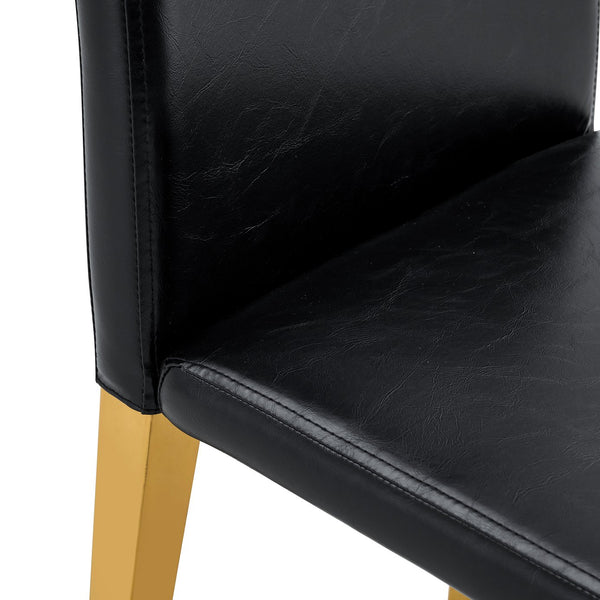 English Elm Table and Chair Set Extendable Round Mdf Top Gold Legs Four Pu Dining Seats Black,White+Gold W1151S04830