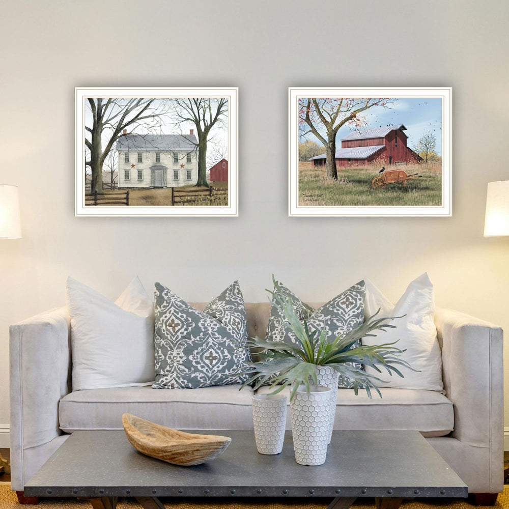 English Elm Trendy Decor 4u Billy Jacobs Pastoral Two Panel Framed Art for Farmhouse Walls B067P254091