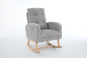 English Elm Modern Upholstered Rocking Chair With Solid Wood Legs, High Backrest, Side Pocket For Comfort & Style P2 W2725P276807-GIGA