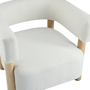 English Elm Christopher Knight Home® - Boucle Plush Bouclé Accent Chair with Rubber Wood Frame, Spring Bag Cushion for Cozy Support White+Natural 30.75 L x 28.9 W x 19.25 H N776P268327C