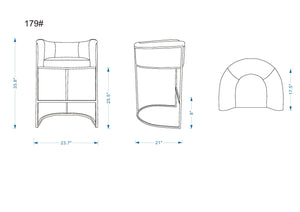 English Elm Cosmopolitan Metal Upholstered Counter Stool with Geometric Frame, Faux Leather Cushion, 25.5" Seat Height Grey B365P398430