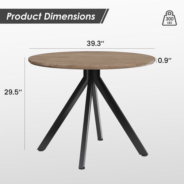 English Elm Dining Table Round Wood Top X Base Mid Century Modern Style Seats Four Compact T3623P411649