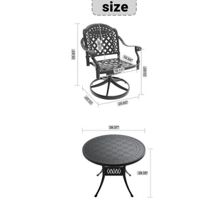 English Elm 5-piece Cast Aluminum Outdoor Dining Set with Round Table and Four Swivel Chairs W1710S00666