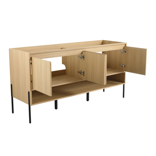 English Elm 60" Freestanding Bathroom Vanity Cabinet Only, 4 Soft-Close Doors, KD Packing, Durable 67.7x23x7.9 W1972P199464