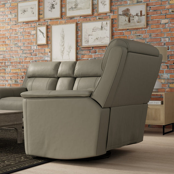 English Elm Oslo Manual Glider Recliner Mineral - Genuine Leather Swivel & Glide, High-Density Foam Comfort PMID B339P410137