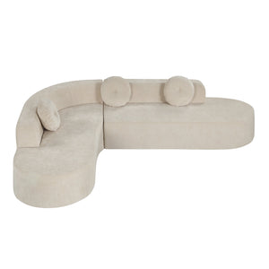 English Elm 122'' Curved L-shaped Sectional Sofa Chenille Upholstery Pocket Spring Living Room Seating Sand N760S0000049D