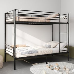 English Elm Bunk Bed Twin Over Iron Frame with Full Guardrail Ladder Kids Room Sleeper W5635P479828