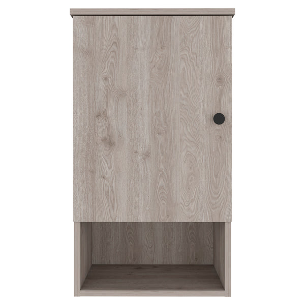 English Elm St. Angelo Grey Medicine Cabinet with Soft-Close Door, Engineered Wood, Two Internal Shelves & Open Shelf B200P188849