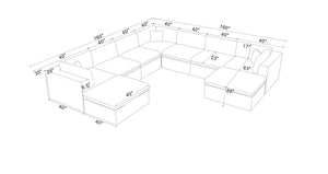 English Elm Coffee Bean Textured Modular Sectional Low Profile Lounge Sofa with Toss Pillows Dark Gray B2748S00084