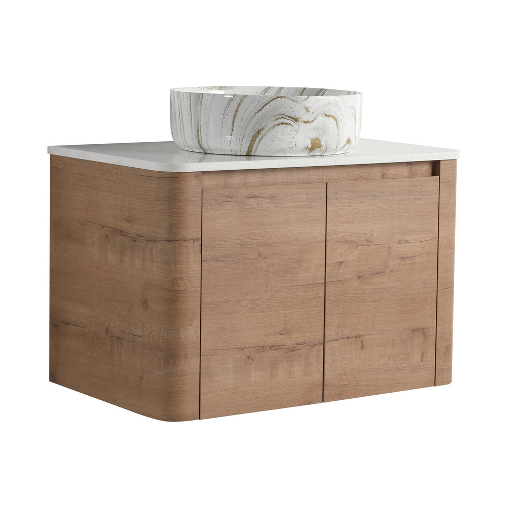 English Elm 30'' Wall-Mounted Bathroom Vanity With Ceramic Sink, Soft-Close Doors & Stylish Space-Saving Design W999S00389