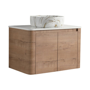 English Elm 30'' Wall-Mounted Bathroom Vanity With Ceramic Sink, Soft-Close Doors & Stylish Space-Saving Design W999S00389